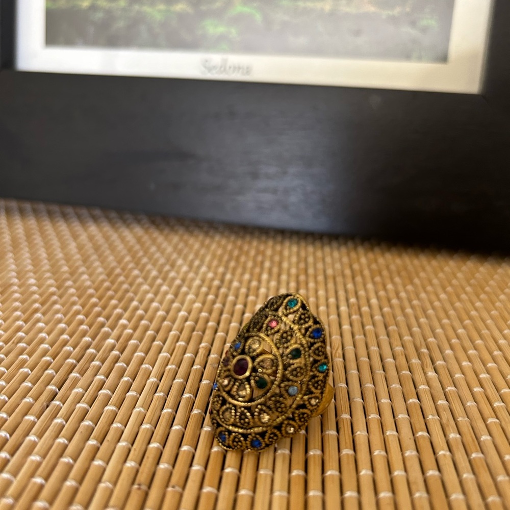 ✨ Turkish Multi Color Crystal Statement Cocktail Ring - Picture 11 of 12